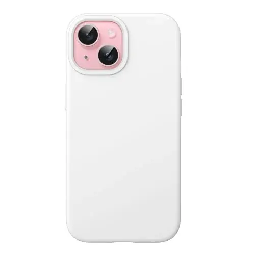 JETech Silicone Case for iPhone 15 6.1-Inch, Silky-Soft Touch Full-Body Protective Phone Case, Shockproof Cover (White) 