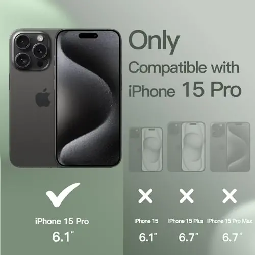 JETech Silicone Case for iPhone 15 Pro, Cypress | Silky Soft Touch, Shockproof Protection, Scratch Resistant, Microfiber Lining - JETECH (1)