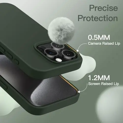 JETech Silicone Case for iPhone 15 Pro, Cypress | Silky Soft Touch, Shockproof Protection, Scratch Resistant, Microfiber Lining - 5