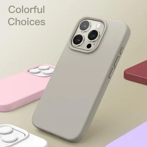 JETech Silicone Case for iPhone 15 Pro 6.1-Inch, Silky-Soft Touch Full-Body Protective Phone Case, Shockproof Cover (Natural Titanium) - 6
