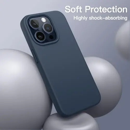 JETech Silicone Case for iPhone 15 Pro 6.1-Inch, Silky-Soft Touch Full-Body Protective Phone Case, Shockproof Cover (Storm Blue) - 4