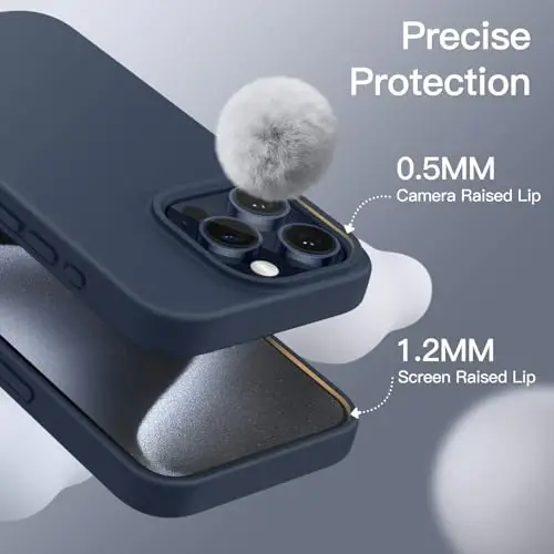 JETech Silicone Case for iPhone 15 Pro 6.1-Inch, Silky-Soft Touch Full-Body Protective Phone Case, Shockproof Cover (Storm Blue) - 5