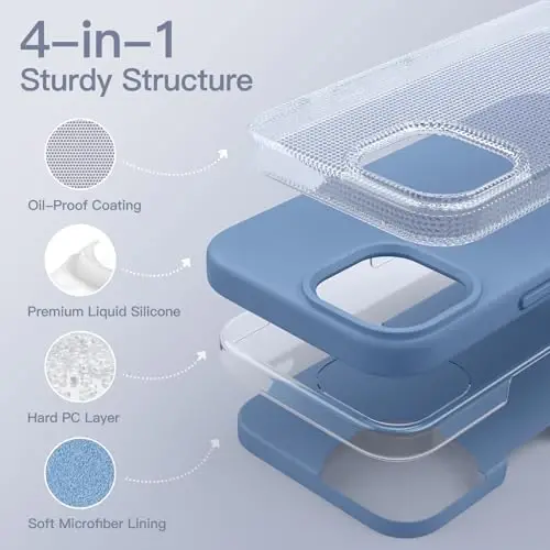 JETech Silicone Case for iPhone 15 Pro 6.1-Inch, Silky-Soft Touch Full-Body Protective Phone Case, Shockproof Cover (Winter Blue) - 3