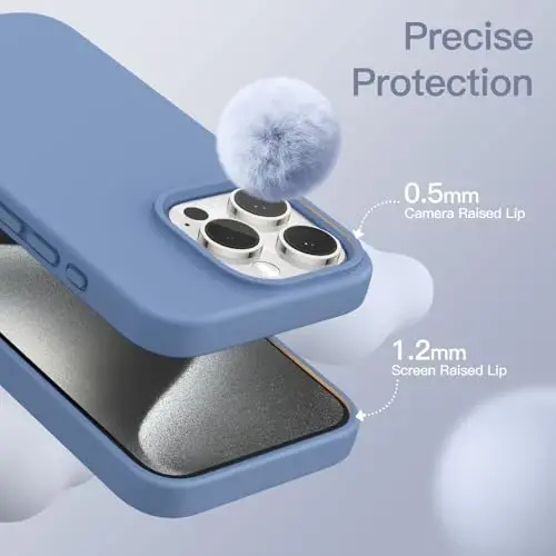 JETech Silicone Case for iPhone 15 Pro 6.1-Inch, Silky-Soft Touch Full-Body Protective Phone Case, Shockproof Cover (Winter Blue) - 5