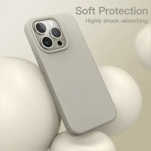 JETech Silicone Case for iPhone 15 Pro Max 6.7-Inch, Silky-Soft Touch Full-Body Protective Phone Case, Shockproof Cover (Natural Titanium) - 4