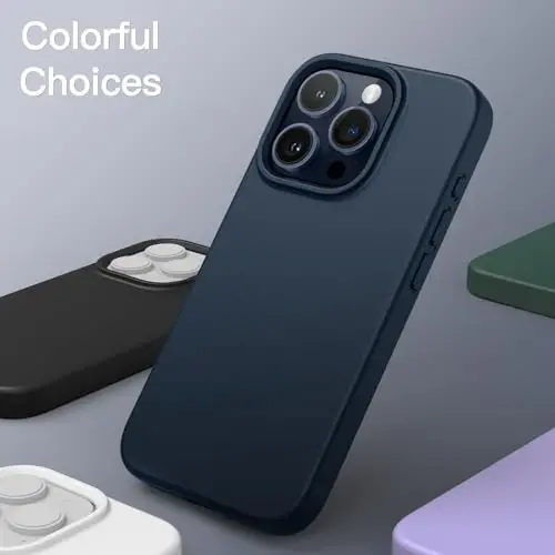 JETech Silicone Case for iPhone 15 Pro Max 6.7-Inch, Silky-Soft Touch Full-Body Protective Phone Case, Shockproof Cover (Navy) - 1