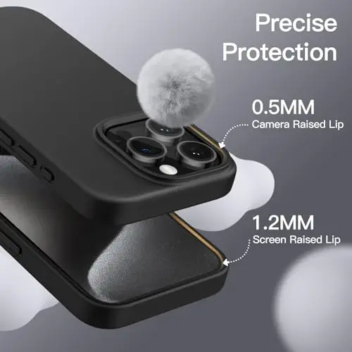 JETech Silicone Case for iPhone 15 Pro Max, Black | Silky Soft Touch, Shockproof Protection, Scratch Resistant, Microfiber Lining - 5