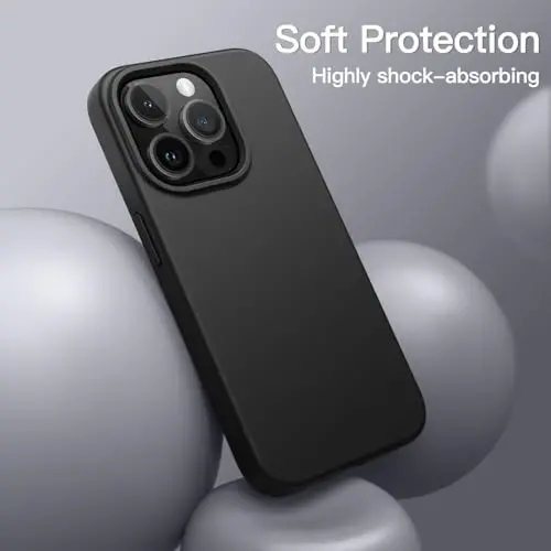 JETech Silicone Case for iPhone 15 Pro Max, Black | Silky Soft Touch, Shockproof Protection, Scratch Resistant, Microfiber Lining - 4