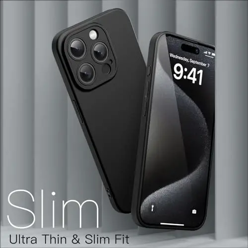 JETech Slim Case for iPhone 15 Pro Max 6.7-Inch with Camera Lens Full Cover Protection, Ultra-Thin Lightweight Matte Finish Minimalist Protective Phone Cover (Black Titanium) - 3