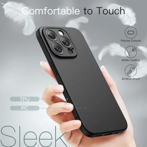 JETech Slim Case for iPhone 15 Pro Max 6.7-Inch with Camera Lens Full Cover Protection, Ultra-Thin Lightweight Matte Finish Minimalist Protective Phone Cover (Black Titanium) - 5