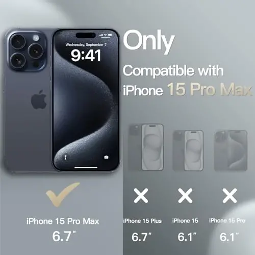 JETech Slim Case for iPhone 15 Pro Max 6.7-Inch with Camera Lens Full Cover Protection, Ultra-Thin Lightweight Matte Finish Minimalist Protective Phone Cover (Blue Titanium) - 2