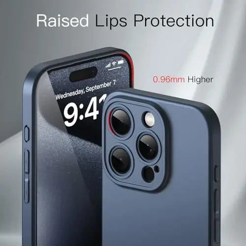 JETech Slim Case for iPhone 15 Pro Max 6.7-Inch with Camera Lens Full Cover Protection, Ultra-Thin Lightweight Matte Finish Minimalist Protective Phone Cover (Blue Titanium) - 4