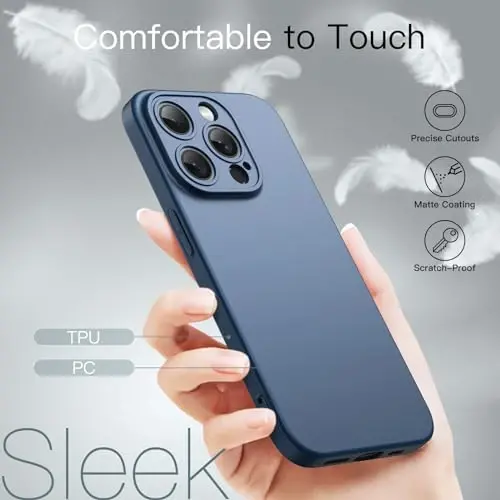 JETech Slim Case for iPhone 15 Pro Max 6.7-Inch with Camera Lens Full Cover Protection, Ultra-Thin Lightweight Matte Finish Minimalist Protective Phone Cover (Blue Titanium) - 5
