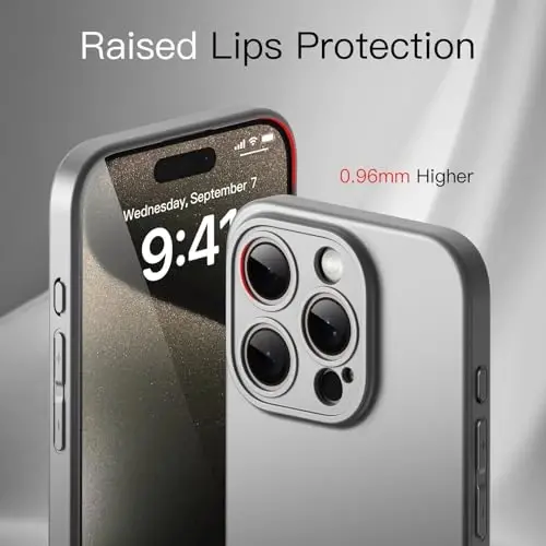 JETech Slim Case for iPhone 15 Pro Max 6.7-Inch with Camera Lens Full Cover Protection, Ultra-Thin Lightweight Matte Finish Minimalist Protective Phone Cover (Natural Titanium) - 4