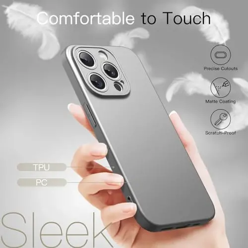 JETech Slim Case for iPhone 15 Pro Max 6.7-Inch with Camera Lens Full Cover Protection, Ultra-Thin Lightweight Matte Finish Minimalist Protective Phone Cover (Natural Titanium) - 5