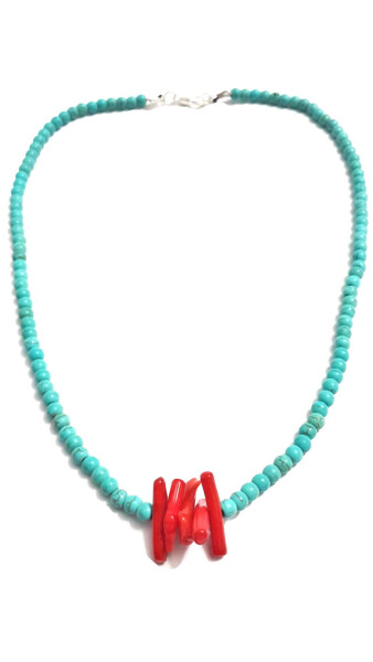 JEWELLERY Coral Natural Stone Turquoise Necklace - 3