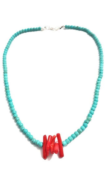 JEWELLERY Coral Natural Stone Turquoise Necklace - 6