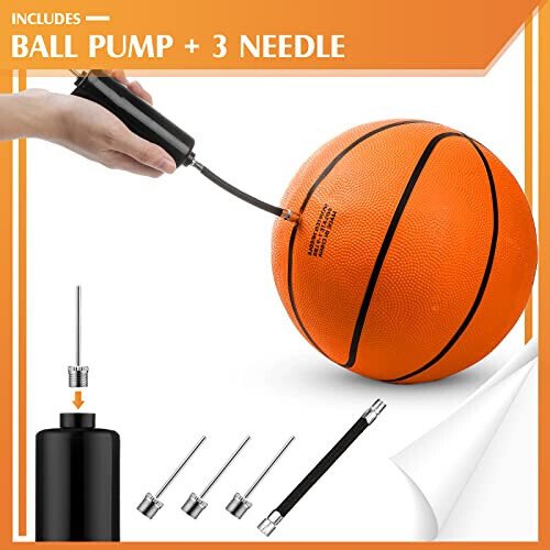 Jexine 12 Pcs Basketball Official Rubber Basketball Bulk Outdoor with Air Pump Arcade Game Indoor Match for Adult Youth Swimming Pool Game Training - 3