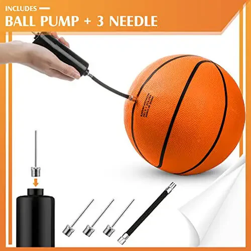 Jexine 12 Pcs Basketball Official Rubber Basketball Bulk Outdoor Basketball with Air Pump Junior Arcade Game Indoor Match Basketball for Adult Youth Swimming Pool Basketball Game Training (Size 6) - 3
