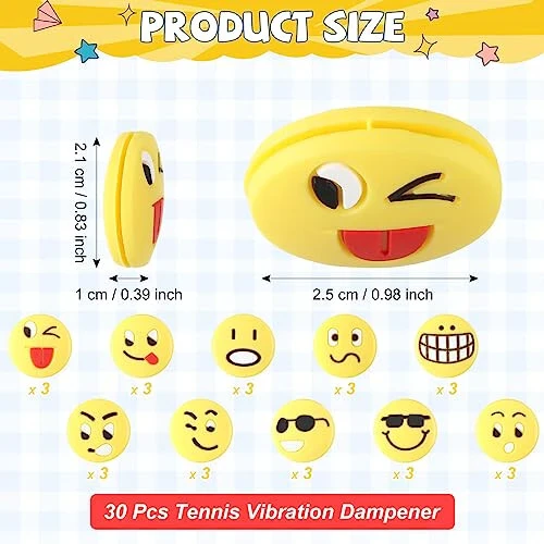 Jexine 30 Pcs Tennis Vibration Dampener Silicone Tennis Racket Dampener Cute Tennis Supplies for Gift (Assorted) - 8
