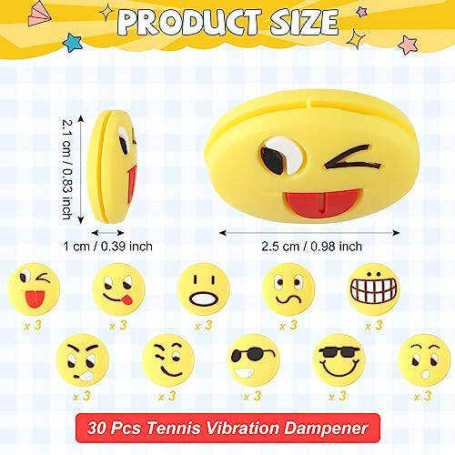 Jexine 30 Pcs Tennis Vibration Dampener Silicone Tennis Racket Dampener Cute Tennis Supplies for Gift (Assorted) - 8