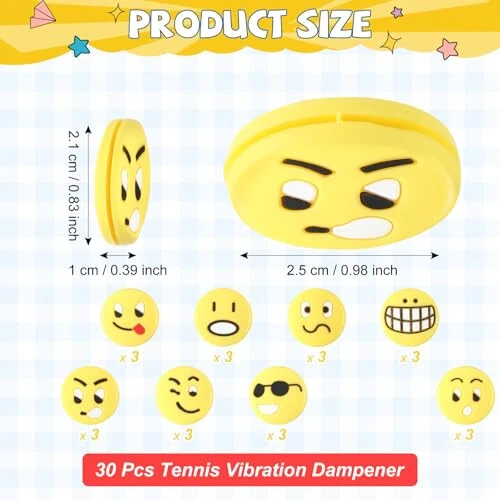 Jexine 30 Pcs Tennis Vibration Dampener Silicone Tennis Racket Dampener Cute Tennis Supplies for Gift (Assorted) - Jexine (1)