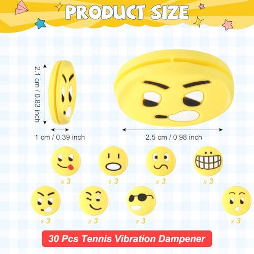 Jexine 30 Pcs Tennis Vibration Dampener Silicone Tennis Racket Dampener Cute Tennis Supplies for Gift (Assorted) - 2