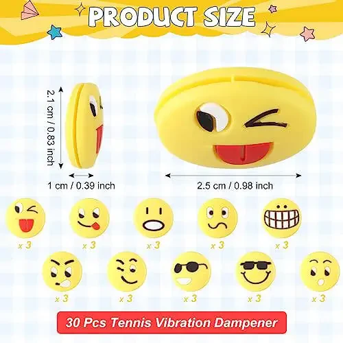 Jexine 30 dona Tenis Vibratsıya Dampener Silikon Tenis Raketi Dampener Yoqimli Tenis Buyumlari Sovg'a Uchun (Assortirovka) - 8