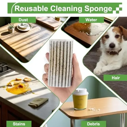 Jeymei 2-Pack Damp Clean Duster Sponge, Sponge Cleaning Brush, Duster for Cleaning Blinds, Glass, Baseboards, Vents, Railings, Mirrors, Window Track Grooves and Faucets - 4