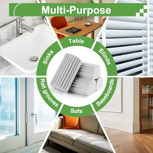 Jeymei 2-Pack Damp Clean Duster Sponge, Sponge Cleaning Brush, Duster for Cleaning Blinds, Glass, Baseboards, Vents, Railings, Mirrors, Window Track Grooves and Faucets - 5