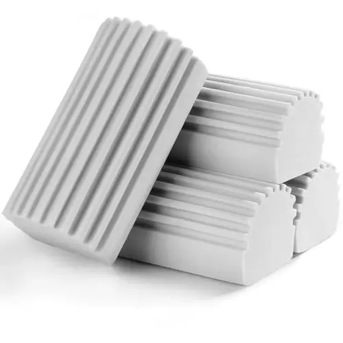 Jeymei 4-Pack Damp Clean Duster Sponge, Sponge Cleaning Brush, Blinds, Shisha, Baseboards, Vents, Railings, Oynalar, Window Track Grooves va Faucets (Kulrang) tozalash uchun daster - 1