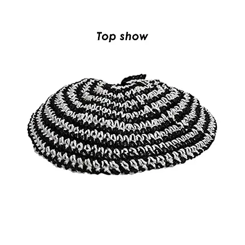 JH JOEJERRY Straw Beret Summer French Beret Hats for Women Artist Crochet Beret - 5