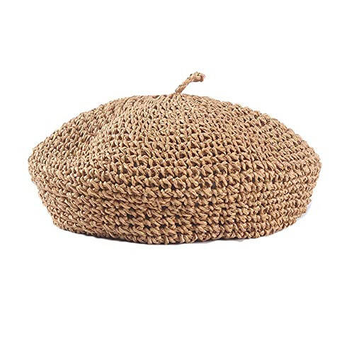 JH JOEJERRY Straw Beret Summer French Beret Hats for Women Artist Crochet Beret - 4