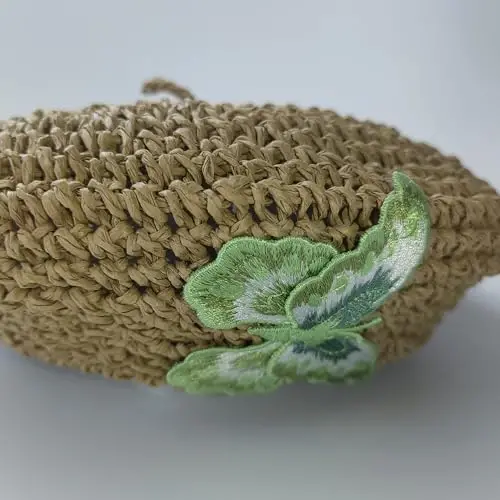 JH JOEJERRY Straw Beret Summer French Beret Hats for Women Artist Crochet Beret - 6