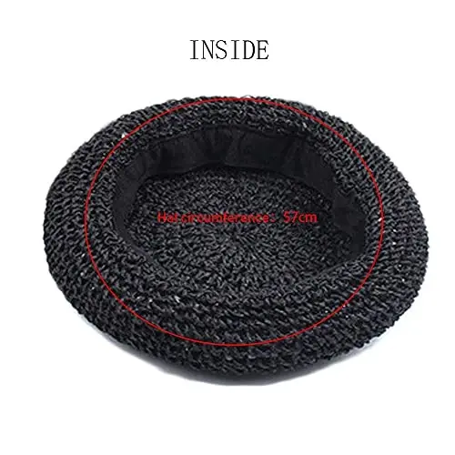 JH JOEJERRY Straw Beret Summer French Beret Hats for Women Artist Crochet Beret - 5