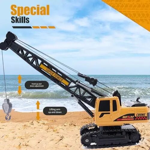 Jiakora Remote Control Crane Toy, 1: 14 Scale RC Construction Vehicle with Metal Hook & 2 Batteries Included - Realistic Engineering Toy Truck, for Boys Girls 3 4 5 6 7 8 Years Old - 3