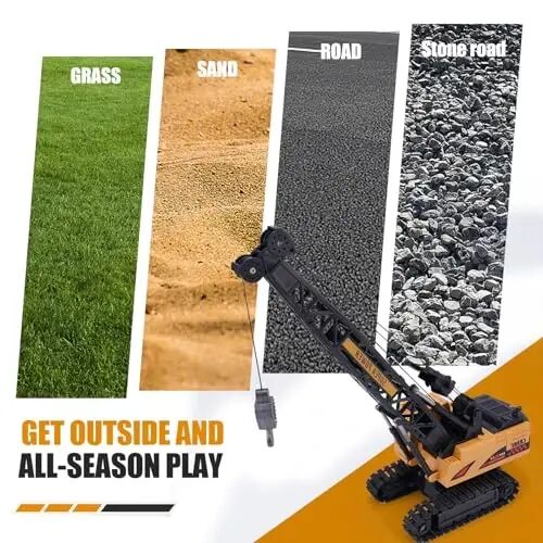 Jiakora Remote Control Crane Toy, 1: 14 Scale RC Construction Vehicle with Metal Hook & 2 Batteries Included - Realistic Engineering Toy Truck, for Boys Girls 3 4 5 6 7 8 Years Old - 4