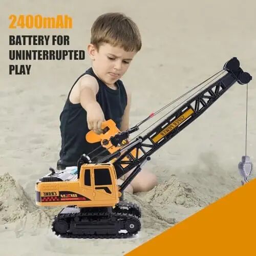 Jiakora Remote Control Crane Toy, 1: 14 Scale RC Construction Vehicle with Metal Hook & 2 Batteries Included - Realistic Engineering Toy Truck, for Boys Girls 3 4 5 6 7 8 Years Old - 5