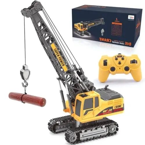 Jiakora Remote Control Crane Toy, 1: 14 Scale RC Construction Vehicle with Metal Hook & 2 Batteries Included - Realistic Engineering Toy Truck, for Boys Girls 3 4 5 6 7 8 Years Old - Jiakora