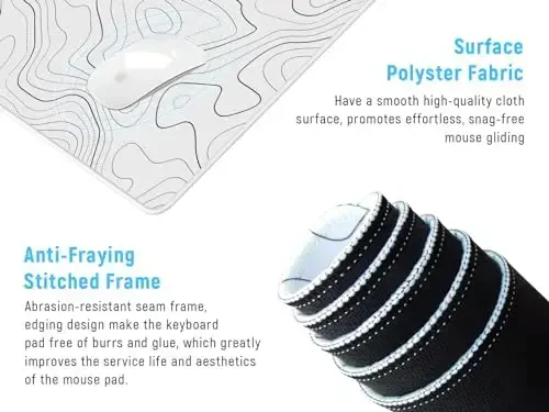JIALONG Белый Топографический Большой Игровой Коврик для Мыши, XXL Коврик для Мыши, Большой Коврик для Мыши для Клавиатуры и Мыши, Игровой Компьютер Ноутбук ПК Стол Офисные Принадлежности - 3