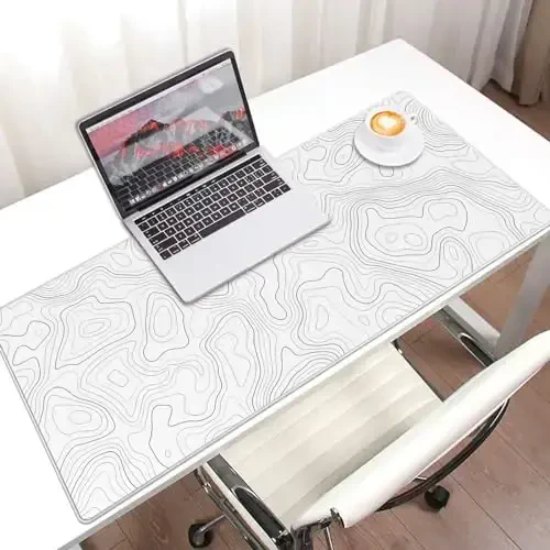 JIALONG White Topographic Large Gaming Mouse Pad, XXL Mousepad, Big Mouse Mat Desk Pad for Keyboard and Mouse, Gaming Computer Laptop PC Desk Office Accessories - 6