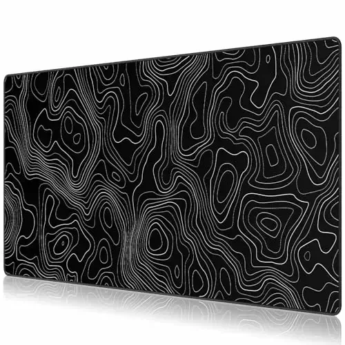 JIALONG Black Topographic Large Gaming Mouse Pad, XXL Mousepad, Big Mouse Mat Desk Pad for Keyboard and Mouse, Gaming Computer Laptop PC Desk Office Accessories - JIALONG