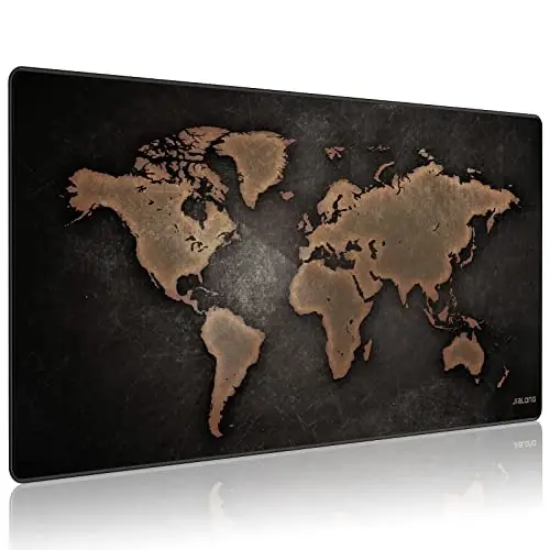 JIALONG Large Gaming Mouse Pad, XXL Desk Mousepad with Stitched Edges, Non-Slip Base Keyboard Pad for Gamer, Office & Home Retro Map 