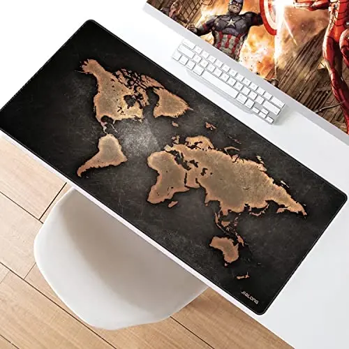 JIALONG Large Gaming Mouse Pad, XXL Desk Mousepad with Stitched Edges, Non-Slip Base Keyboard Pad for Gamer, Office & Home Retro Map - 5