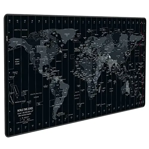 JIALONG Large Gaming Mouse Pad Extended Desk Mat XXL Mousepad with Non-Slip Keyboard Pad for Office Laptop, Computer and PC - 35.4 x 15.7 inches World Map - 1