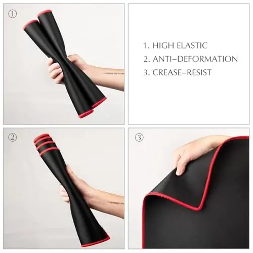 JIALONG Large Gaming Mouse Pad, Extended Mousepad with Red Stitched Edges, XXL Desk Mouse Mat, Big Computer Keyboard Pad for Gaming and Office, 35.4 x 15.7 inches - 4