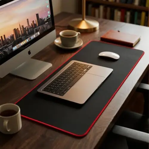 JIALONG Large Gaming Mouse Pad, Extended Mousepad with Red Stitched Edges, XXL Desk Mouse Mat, Big Computer Keyboard Pad for Gaming and Office, 35.4 x 15.7 inches - 6