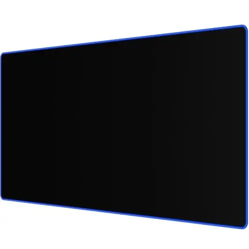 JIALONG Large Gaming Mouse Pad, Extended Mousepad with Blue Stitched Edges, XXL Desk Mat, Big Computer Keyboard Mat for Gaming and Office, 35.4 x 15.7 inches - 1