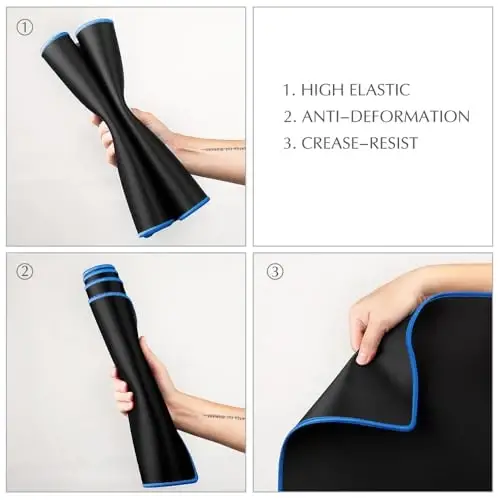 JIALONG Large Gaming Mouse Pad, Extended Mousepad with Blue Stitched Edges, XXL Desk Mat, Big Computer Keyboard Mat for Gaming and Office, 35.4 x 15.7 inches - 4