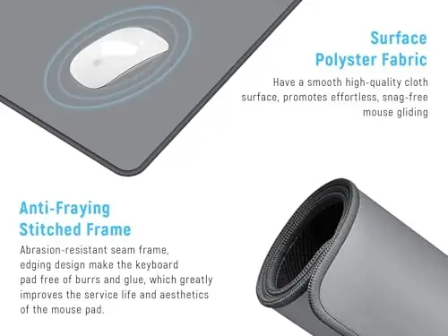 JIALONG Desk Mat - Large Desk Pad, Gaming Mouse Pad, Office Desk Protector with Anti-slip Base, Anti-wear Personalized Design, Mousepad in Mid-Grey - 3